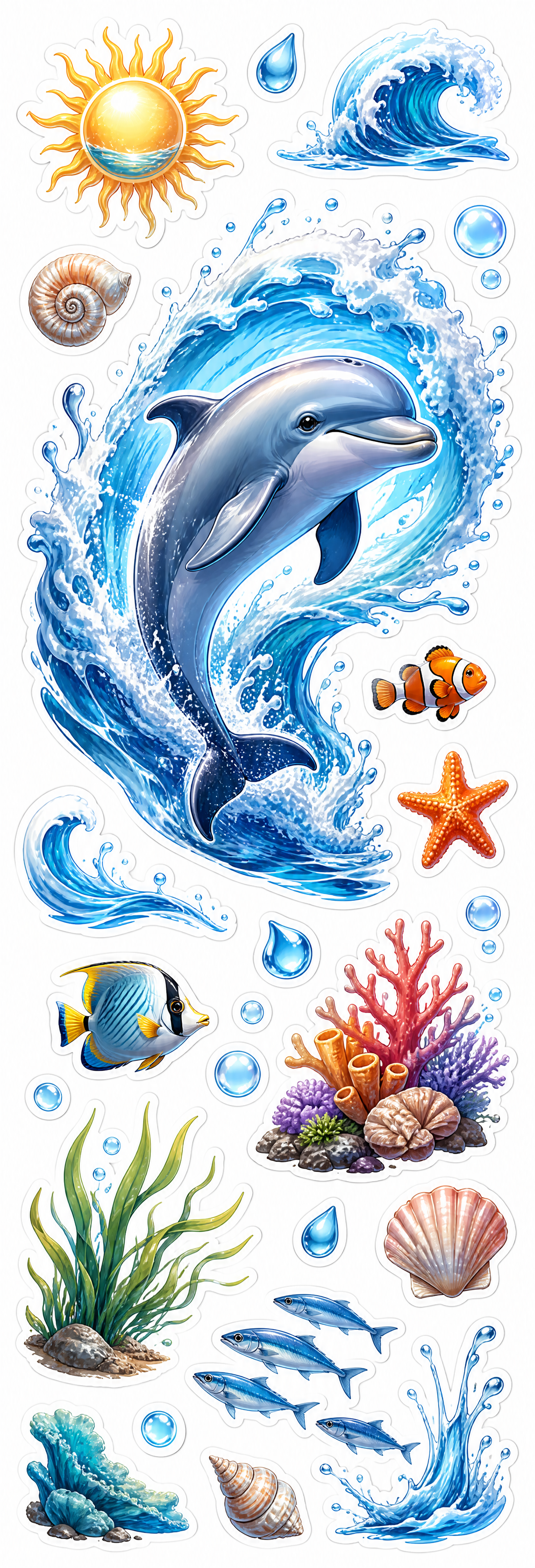 Dolphin Wave Jump Type C sticker sheet review artwork